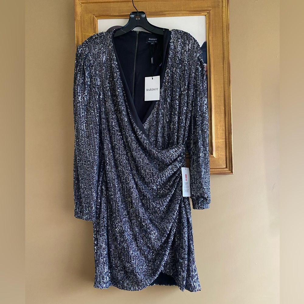 Bardot Sparkle Black Mini Dress